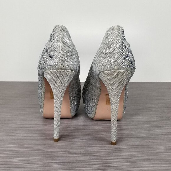 Lauren Lorraine Candy Crystal Peep Toe Pump, Silver, Womens Size 7 M - Picture 5 of 12